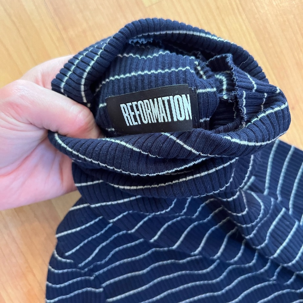 Reformation Rochelle Striped Ribbed Mini Dress - Picture 3 of 5